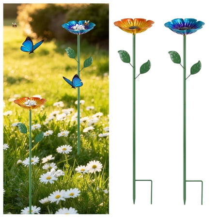 Bee Watering Station, 2 Pcak Butterfly Bee Bath Bowl for Garden, Decorative Water Feeder to Attract Pollinators, Bee Feeders for Outside