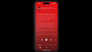 An image of a podcast transcript in iOS 17.4