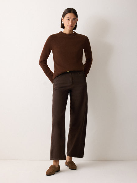 Wool Cashmere Saddle Jumper | Brown
