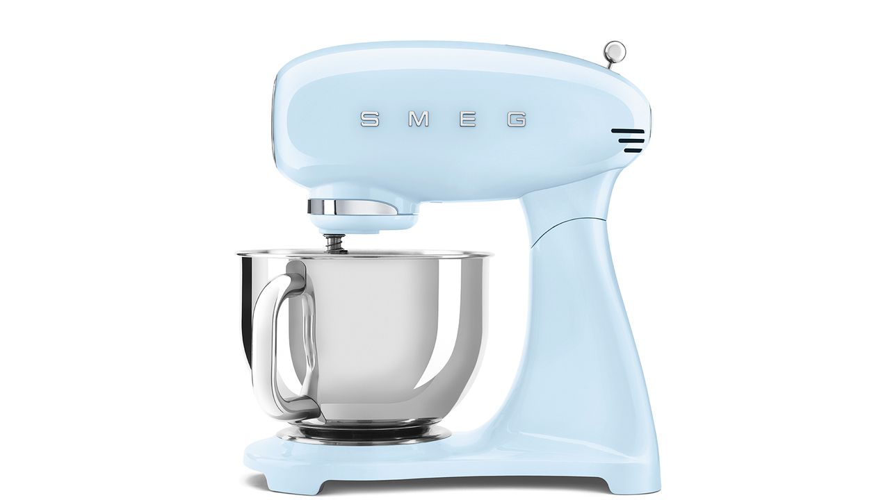 Smeg stand mixer in pastel blue