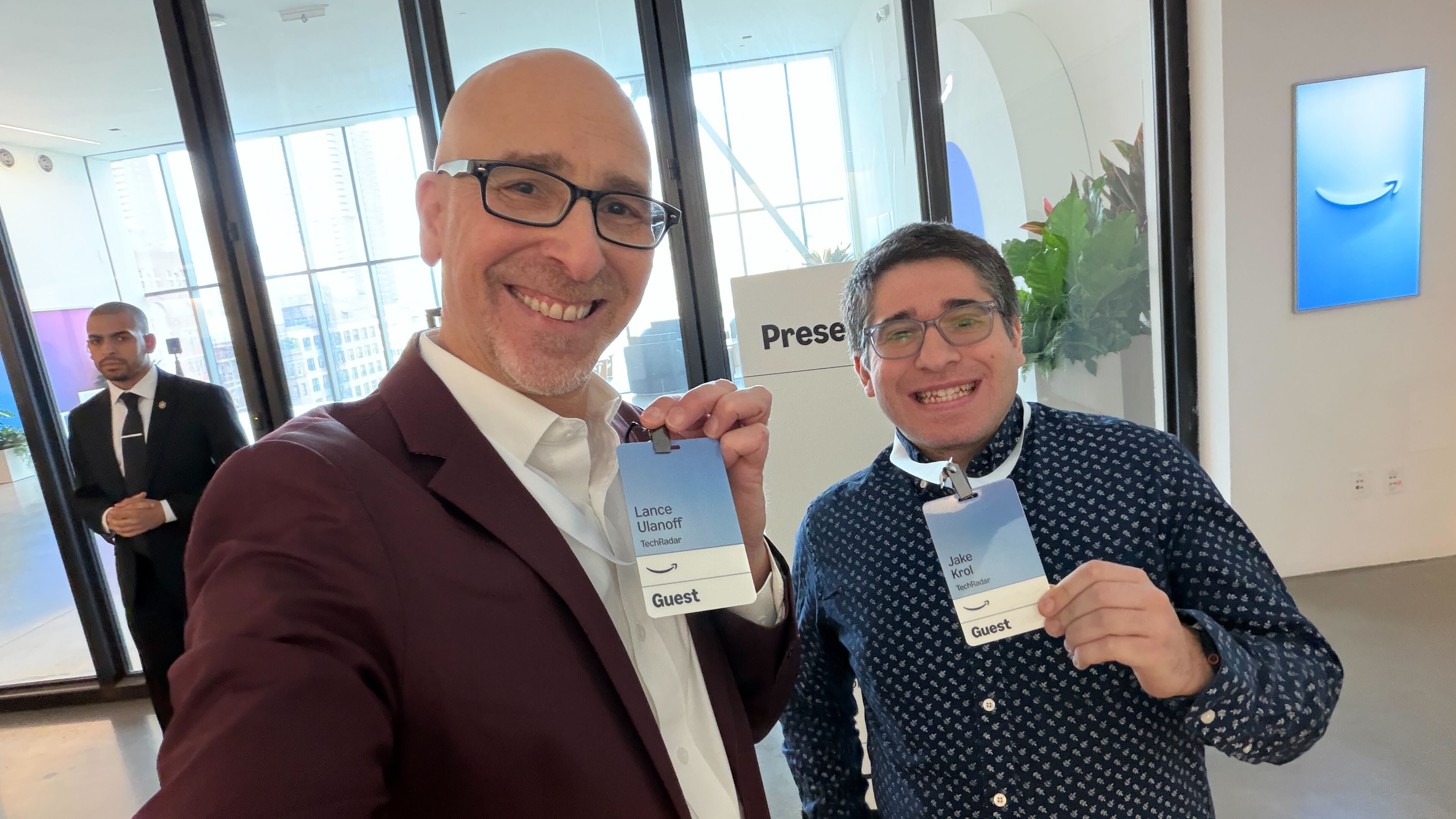 Lance Ulanoff and Jacob Krol at Amazon&#039;s 2025 hardware event