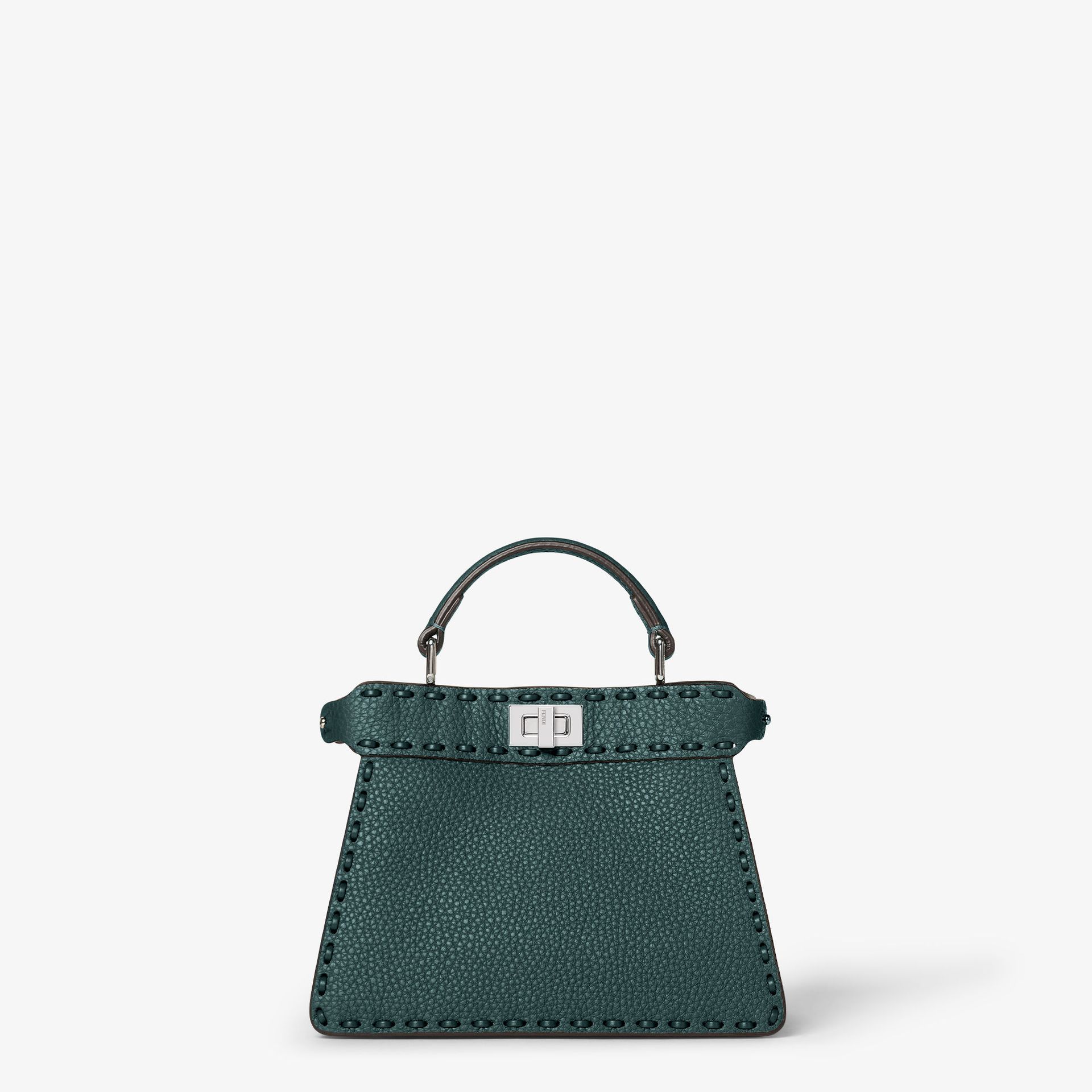 Peekaboo Iseeu Petite Green Selleria Bag With 306 Hand-Sewn Topstitches