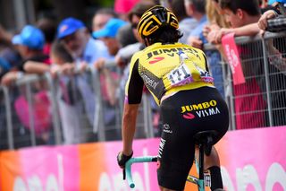 Primoz Roglic finishes stage 15 at the Giro