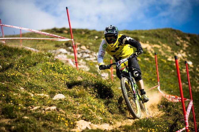 Jerome Clementz on his way to winning in Val d'Isere