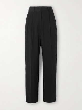 Fox Pleated Crepe Straight-Leg Pants