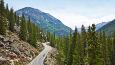 Cyclists riding up the mountains around Aspen, Colorado