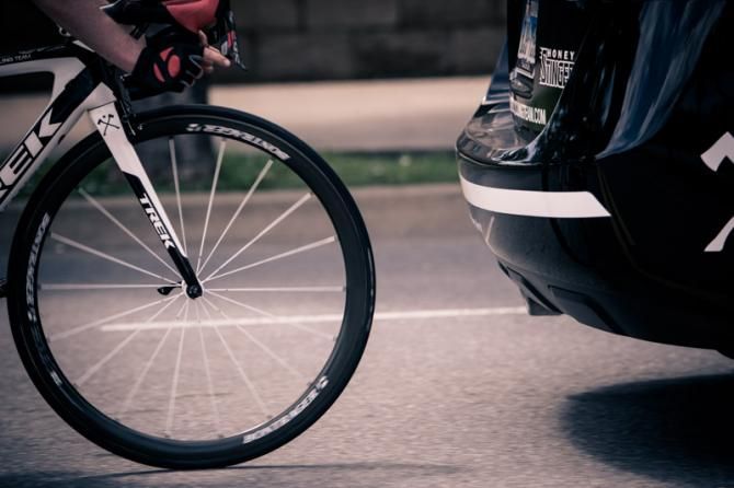Riders tuck in close when they have to make up time after a flat.