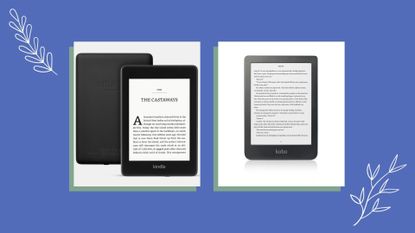 a collage image showing both the Kindle Paperwhite and the Kobo Clara