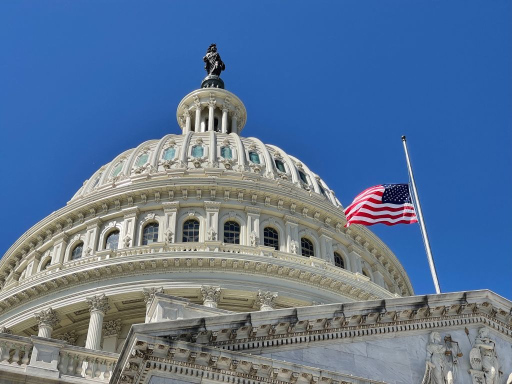 Capitol flag at staff.