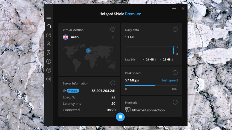 Skärmdump från Hotspot Shield