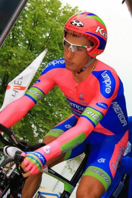 Eventual stage winner Adriano Malori (Lampre-Merida) in the start house