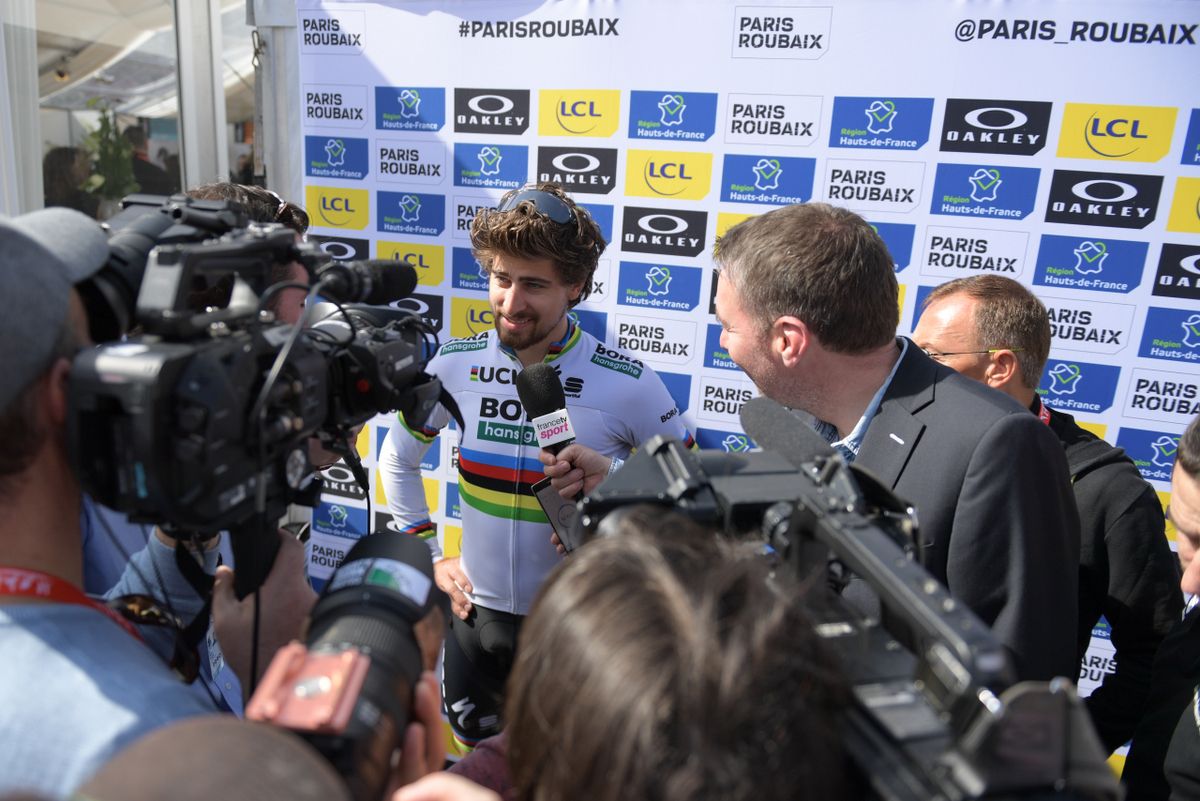 TV interview for Peter Sagan
