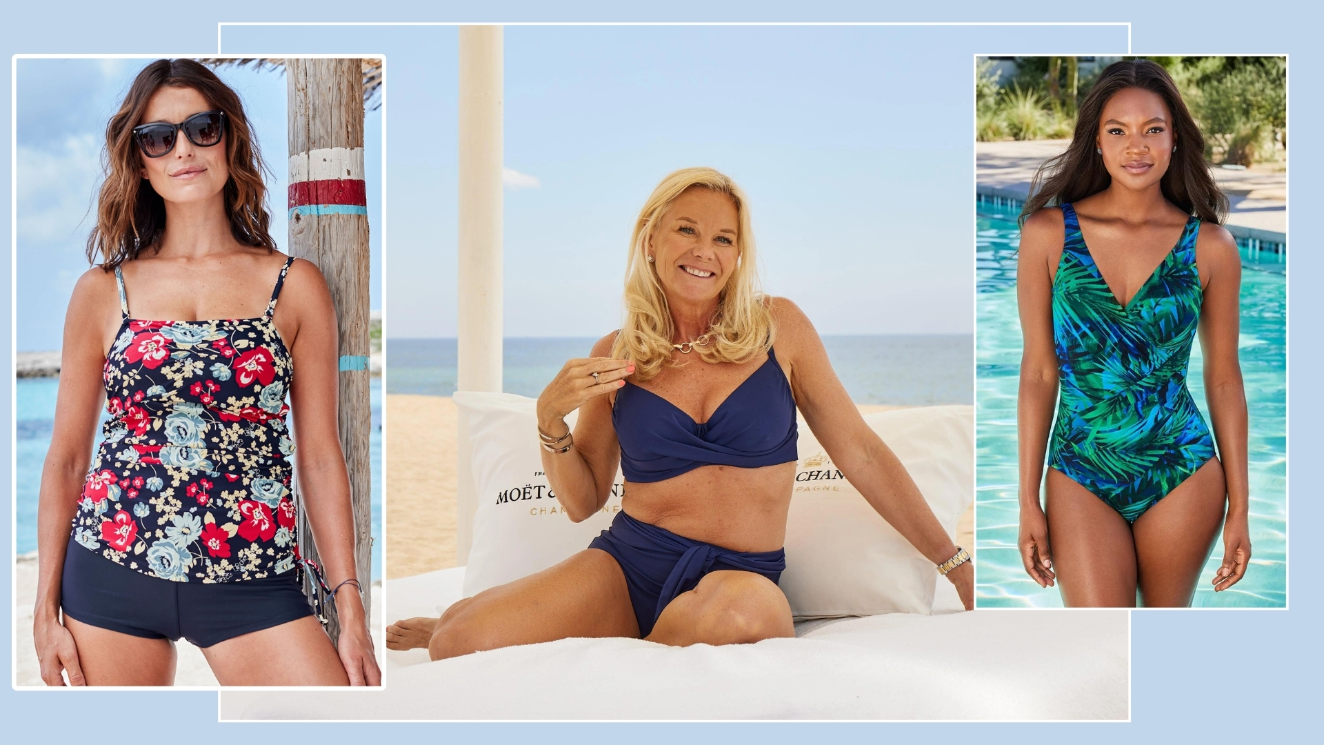 Spanx Assets Tankini Swim Top Womens size XL Blue beach Vacation Floral Boho