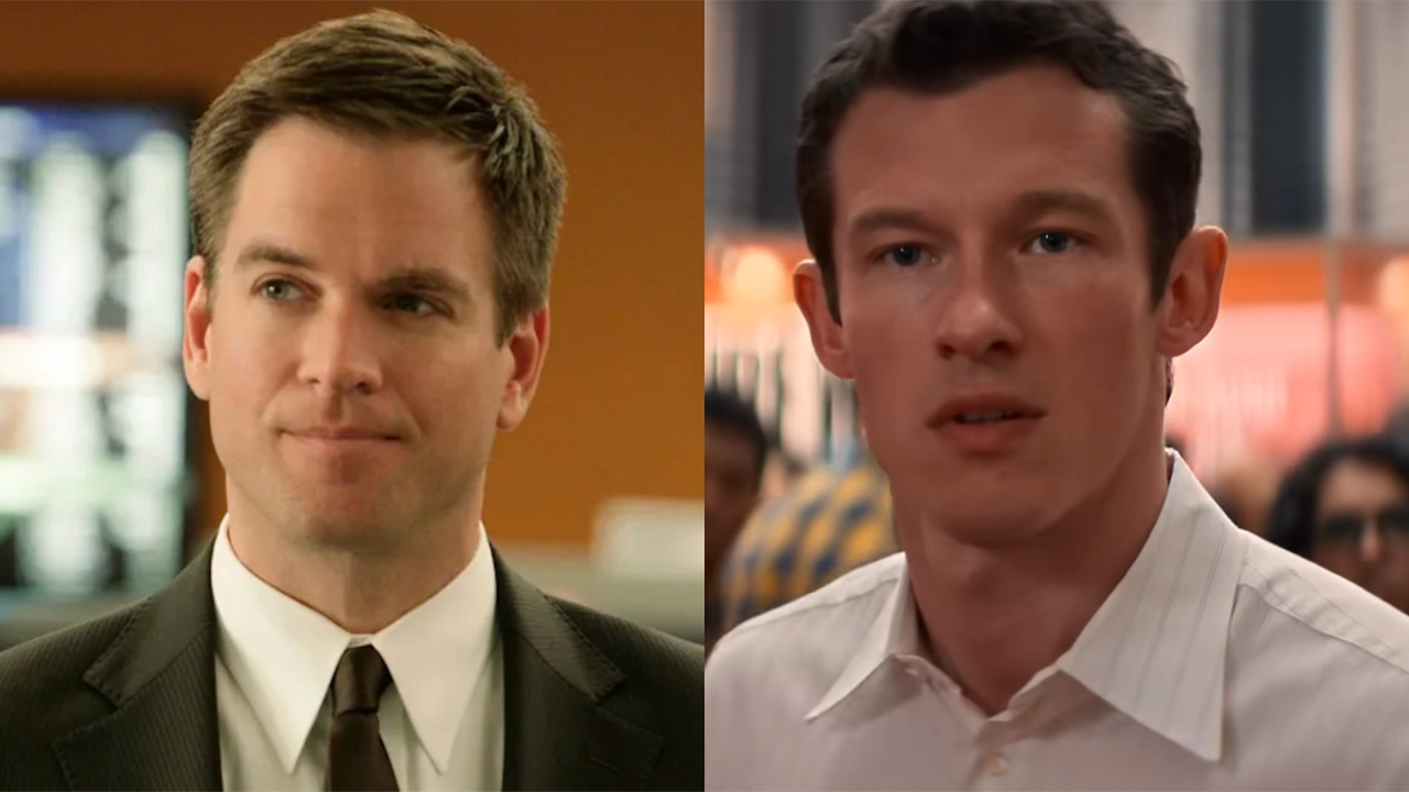 A shot of Michael Weatherly in a suit and Callum turner in a suit shirt ahead of the release of Bond 26.