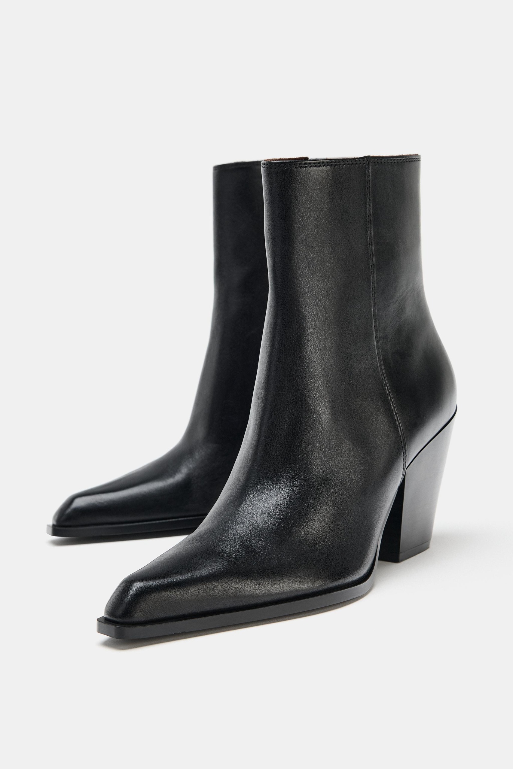Leather Cowboy Ankle Boots