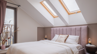 Bedroom with skylight