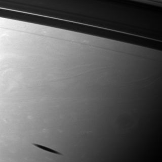 Mimas' Shadow on Saturn