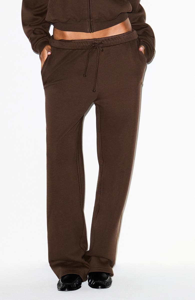 Cotton Fleece Blend Classic Straight Leg Pants