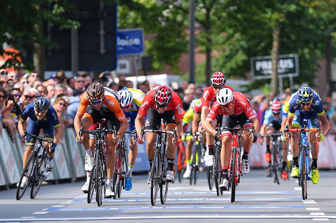 The final sprint on stage 5 of the Baloise Belgium Tour