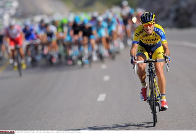 Manuele Boaro (Tinkoff-Saxo) jumps away from the peloton