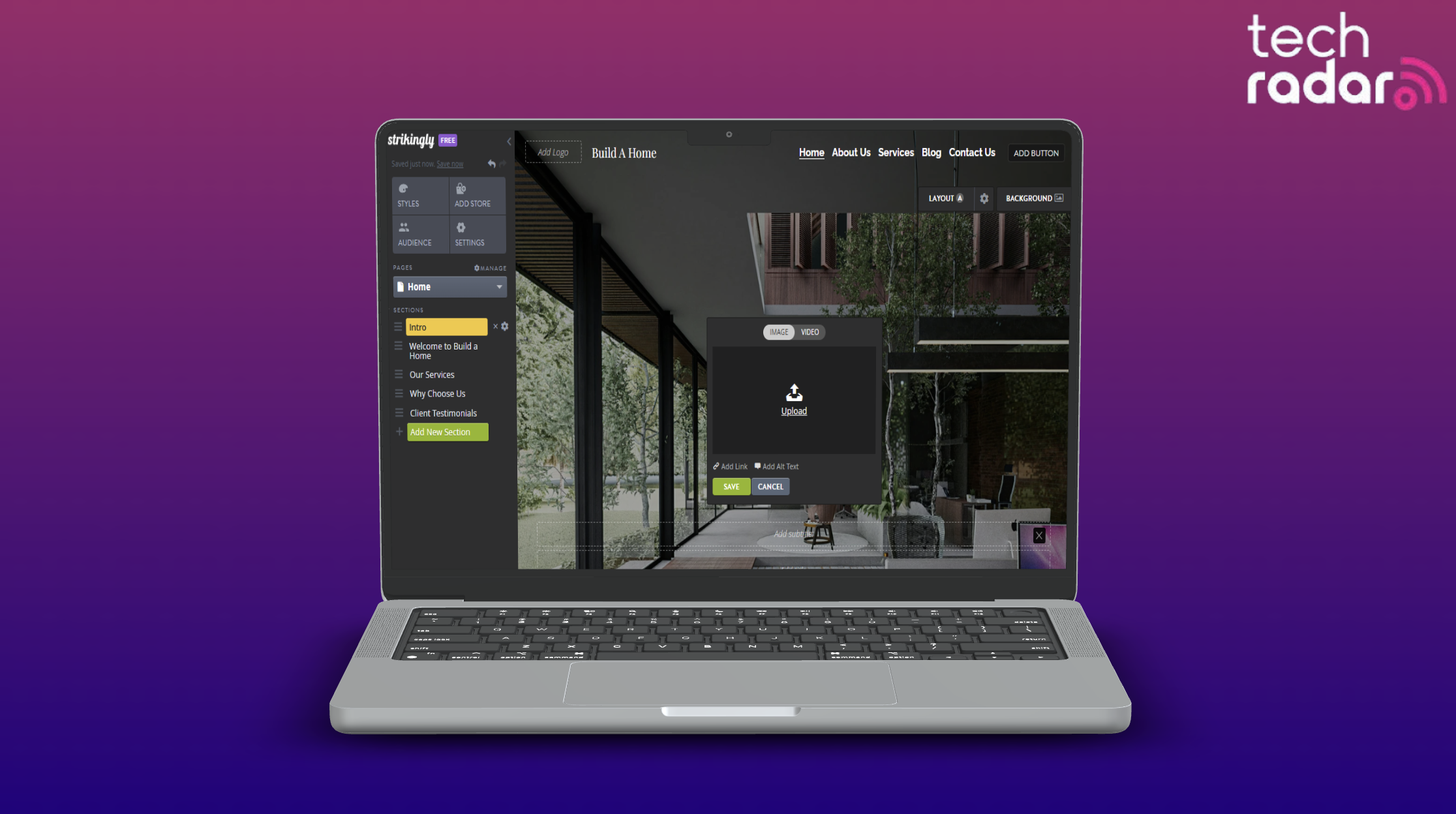 free website buider being used on laptop screen