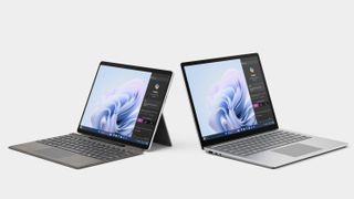Surface Laptop 6 and Surface Pro 10 with Copilot running onscreen