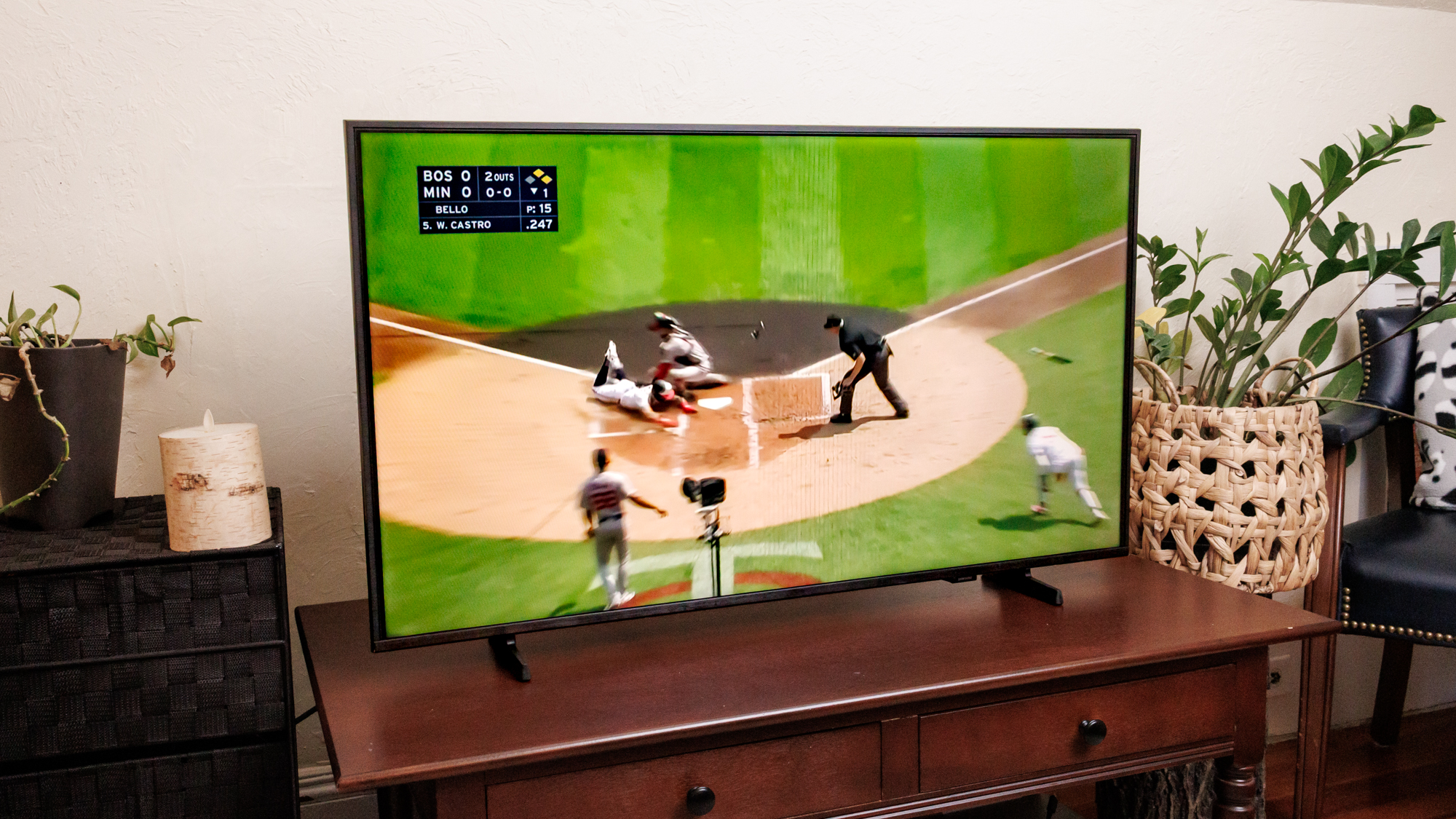 Baseball on a Samsung F6000F LED TV.