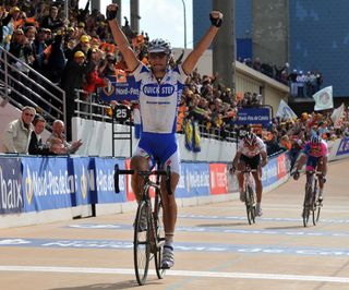 Tom Boonen winning the 2008 Paris-Roubaix. Photo: Graham Watson