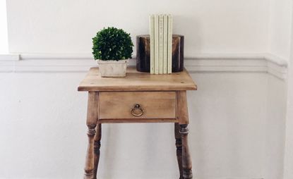 stripped side table