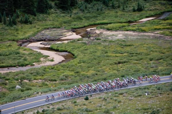 The main group about to hit the steep Independence Pass climb.