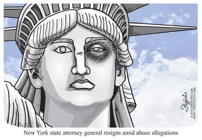 Political cartoon U.S. Eric Schneiderman abuse resignation