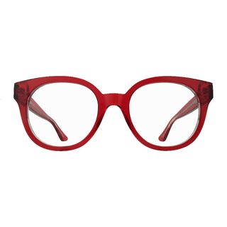 Red oversized eyeglasses