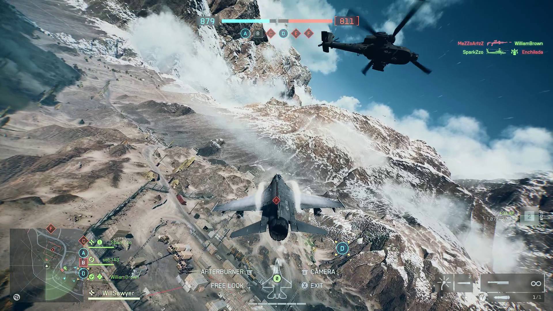 Battlefield 6 jet flying under helicopter