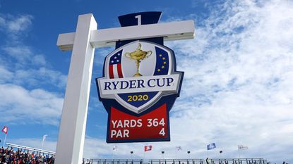 The Ryder Cup first tee sign pictured