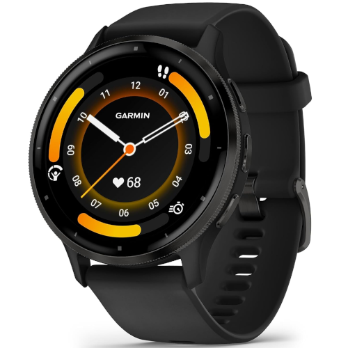 Render of the black Garmin Venu 3 smartwatch