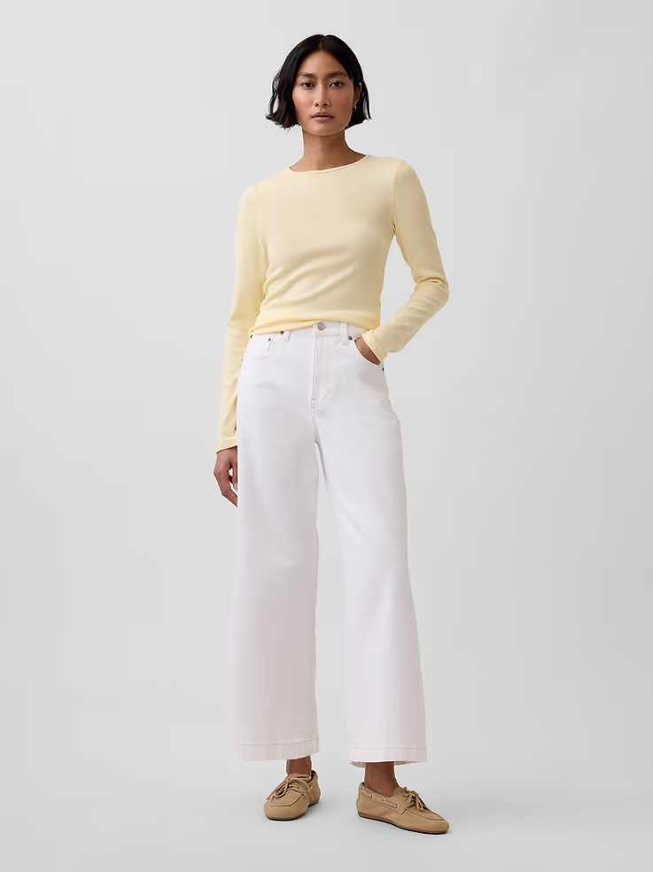 Gap, High Rise Stride Wide-Leg Ankle Jeans