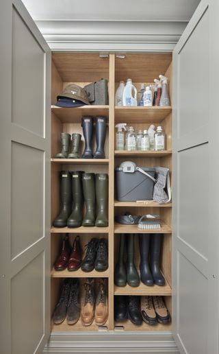 boot and supply cabinet for mudroom