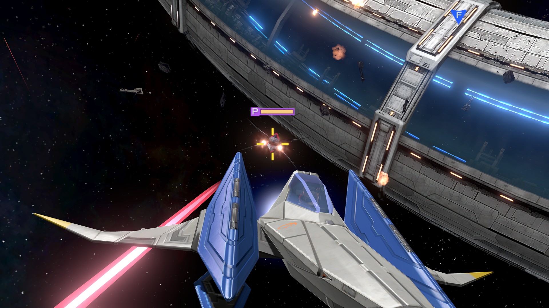 A Star Fox Zero promotional image showing the game running on a Wii U console.