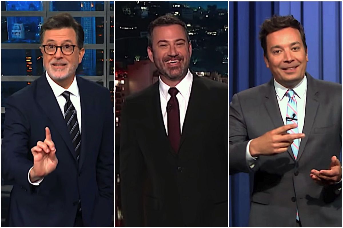 Jimmy Kimmel, Stephen Colbert, and Jimmy Fallon briefly catch up on 2 ...