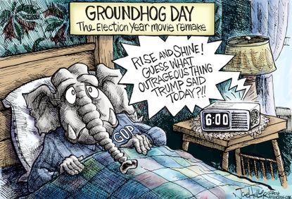 Political cartoon US GOP and Groundhog Day remake