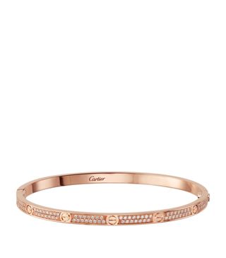 Cartier Small Rose Gold and Diamond-Paved Love Bracelet | Harrods Uk