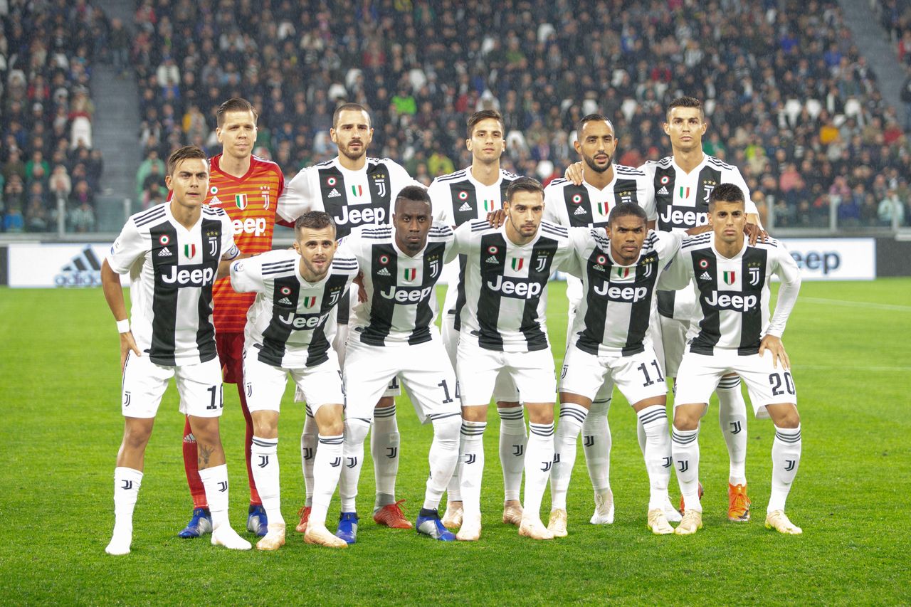 The Juventus team ahead of the Serie A match against Cagliari at the Allianz Stadium, November 2018