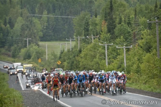 The Tour de Beauce peloton in action during stage 1