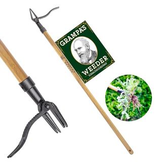 Grampa's Weeder - the Original Stand Up Weed Puller Tool With Long Handle - Made With Real Bamboo & 4-Claw Steel Head Design - Easily Remove Weeds Without Bending, Pulling, or Kneeling.