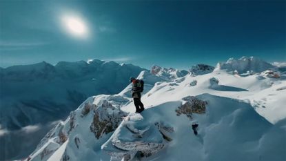 Still from FLOW ski film showing a skier on a slope