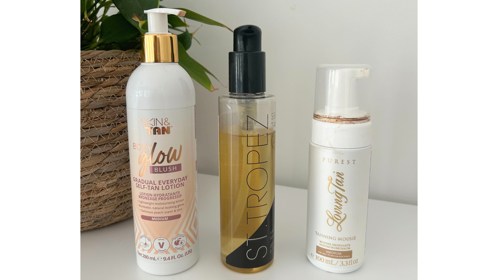 Image of Skin & Tan Body Glow Blush Gradual Tan, St Tropez Luxe Body Serum and Loving Tan Purest Tanning Mousse