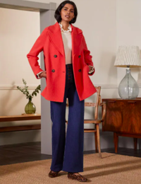 Textured Wool Car Coat&nbsp;in&nbsp;Cherry Red, Was £180, Now £108 | Boden&nbsp;