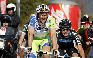 Ivan Basso (Liquigas - Cannondale) bests Rigoberto Uran (Sky) and Xavier Tondo (Movistar) for 7th place.