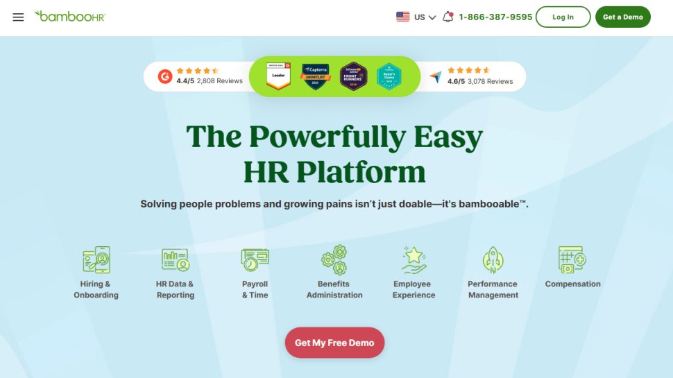 Website screenshot of BambooHR (March, 2026)