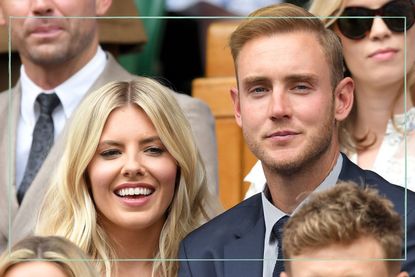 Mollie King and fiance Stuart Broad sat at Wimbledon